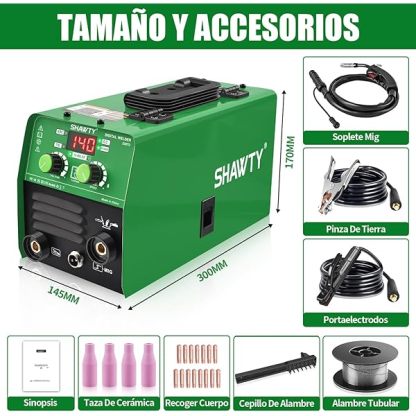 Juego De Soldadora Inversora Portatil, MIG MMA TIG 3 En 1,LCD 140A 110V, Control De Alimentación De Alambre, IGBT Soldadora Inversora Para Soldadura Industrial, Mantenimiento Doméstico