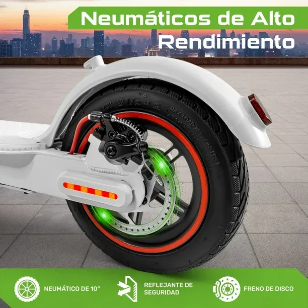 Scooter Eléctrico Monopatin Plegable E-Be 30km Luz Led 350w Blanco