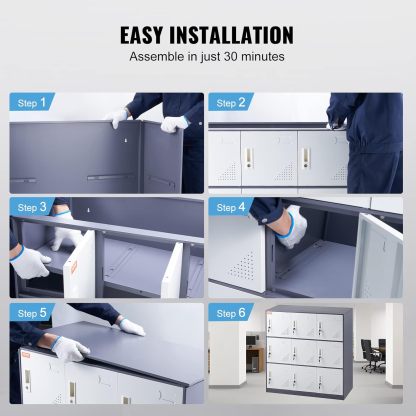 Metal Storage Cabinet with Wheels, 75'' Locking Steel Storage Cabinet with 2 Magnetic Doors and 4 Adjustable Shelves for Office, Garage, Home