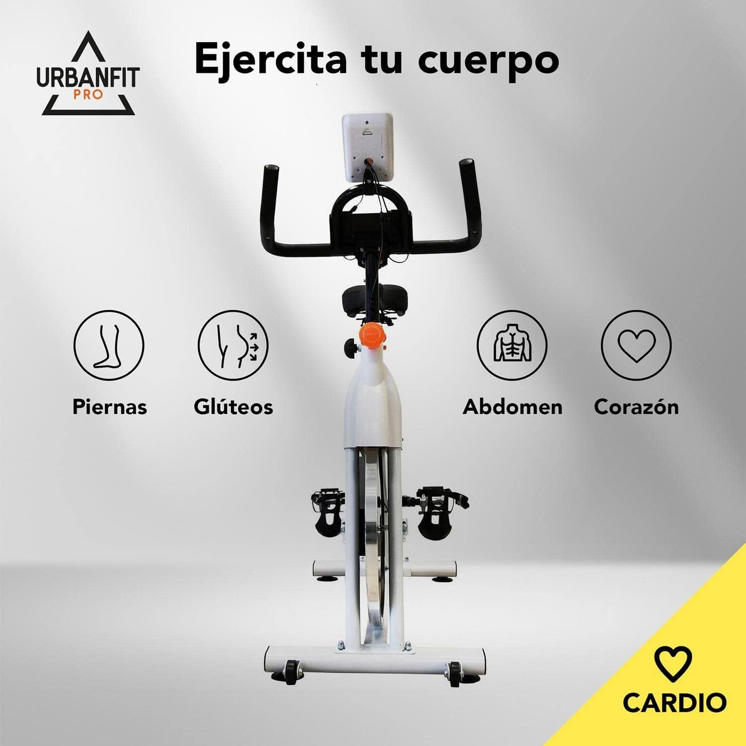 Bicicleta Fija para Spinning UrbanFit Pro Fitness Cardio de 15 Kg – Monitor Electrónico con 7 Funciones – Completamente Ajustable – Bici Fija para Spinning – Entrenamiento Cardio en Casa – Resistente y Fácil de Instalar – Variedad de Colores