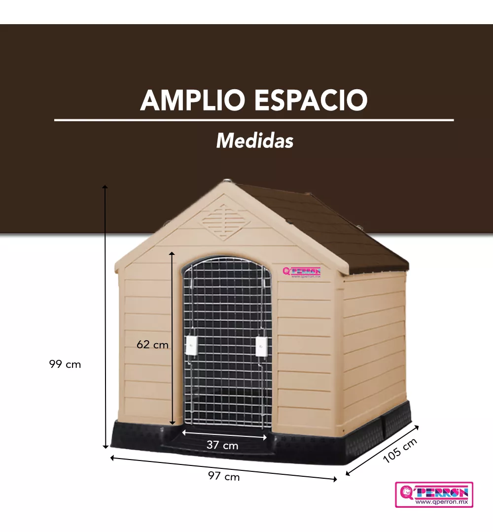 Casa Para Perro Exterior Con Puerta Raza Grande 99cm Qperrón