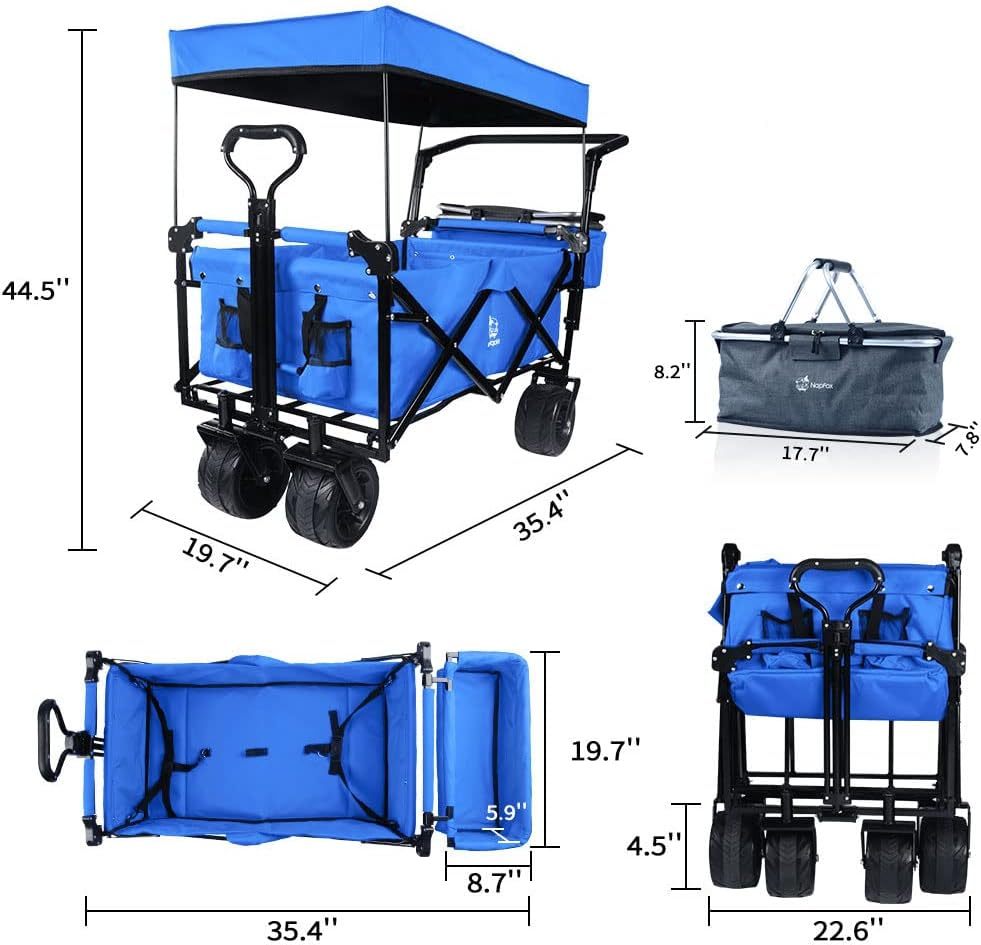 Bicicleta plegable resistente con parte superior extraíble, ruedas grandes de 4 pulgadas, frenos, mango ajustable, bolsa refrigeradora para jardín y playa al aire libre