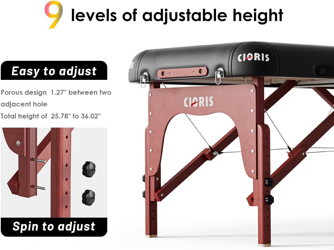 CLORIS - Mesa de masaje profesional de 84 pulgadas, portátil, de aluminio reforzado, con capacidad para hasta 1000 libras, 2 plegables, ligeras, para spa, salón, tatuaje, cama de masaje, altura