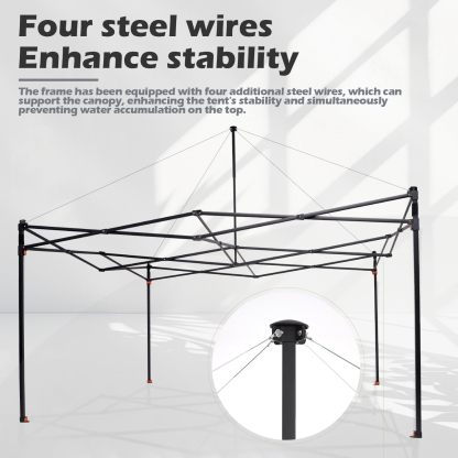 Toldo comercial resistente emergente de 12 x 12" en la parte superior y 10 x 10" en la base, marco de metal reforzado con cables de acero, bolsa con ruedas, paredes laterales x4, bolsas de arena x4, estacas para carpa x8
