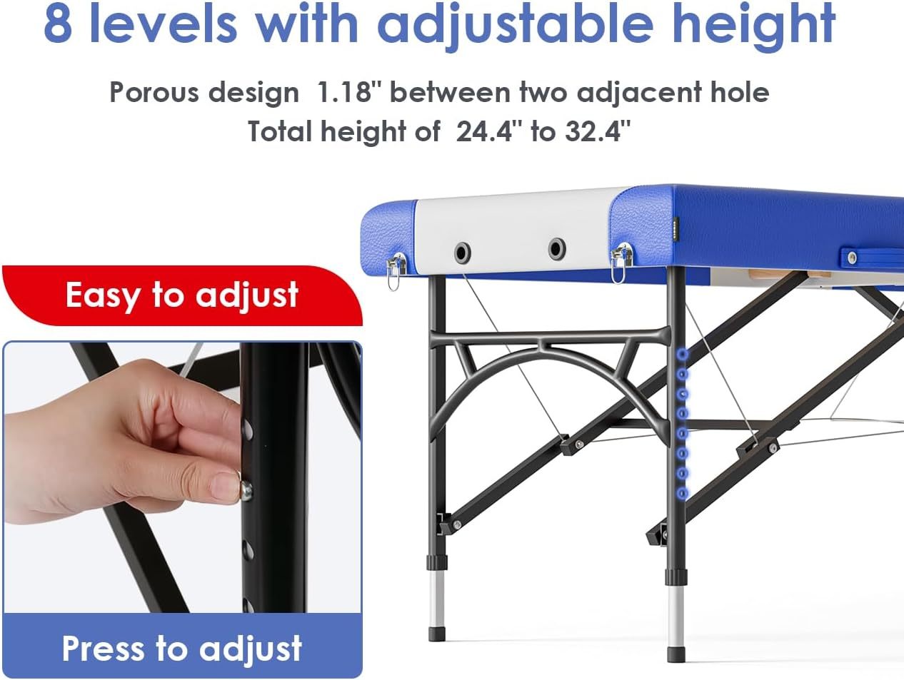 CLORIS - Mesa de masaje profesional de 84 pulgadas, portátil, de aluminio reforzado, con capacidad para hasta 1000 libras, 2 plegables, ligeras, para spa, salón, tatuaje, cama de masaje, altura
