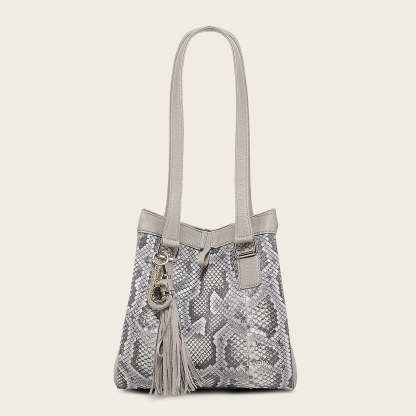 Bolso tote en piel genuina de pitón para dama
