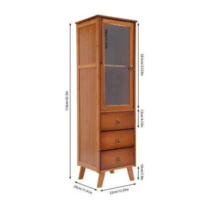 Armario/Alacenas de Madera, Aparador-32*29*110cm-Puerta Individual Tres Cajones