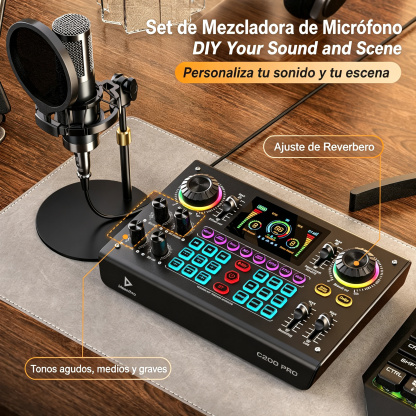Ideanthro C200 PRO-P15 Live Streaming Sound Card, Dual-Core DSP Mixer, Dual XLR/3.5mm Mic Inputs, Multiple Voice Effects for Content Creators & Podcasters #SummerWins #DealsForYouDays
