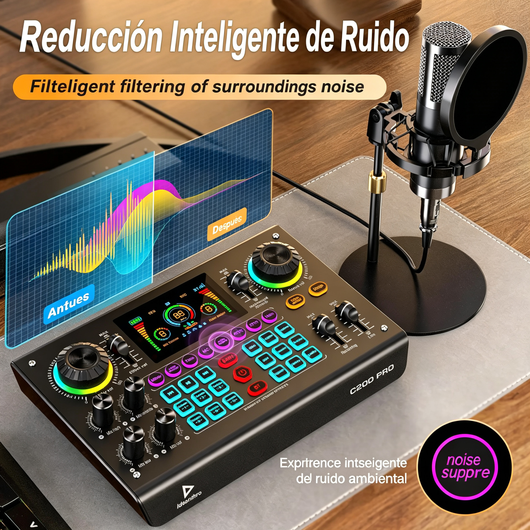 Ideanthro C200 PRO-P15 Live Streaming Sound Card, Dual-Core DSP Mixer, Dual XLR/3.5mm Mic Inputs, Multiple Voice Effects for Content Creators & Podcasters #SummerWins #DealsForYouDays