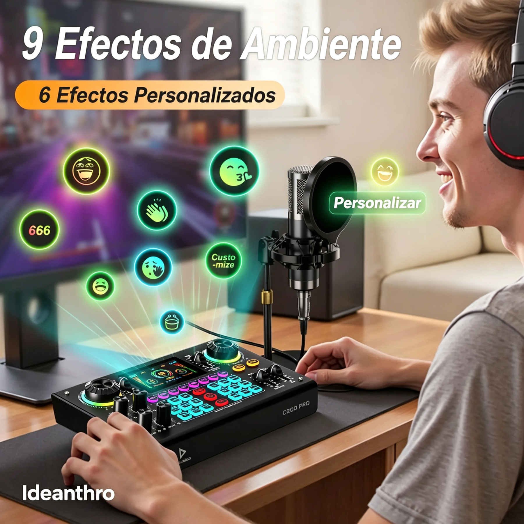 Ideanthro C200 PRO-P15 Live Streaming Sound Card, Dual-Core DSP Mixer, Dual XLR/3.5mm Mic Inputs, Multiple Voice Effects for Content Creators & Podcasters #SummerWins #DealsForYouDays