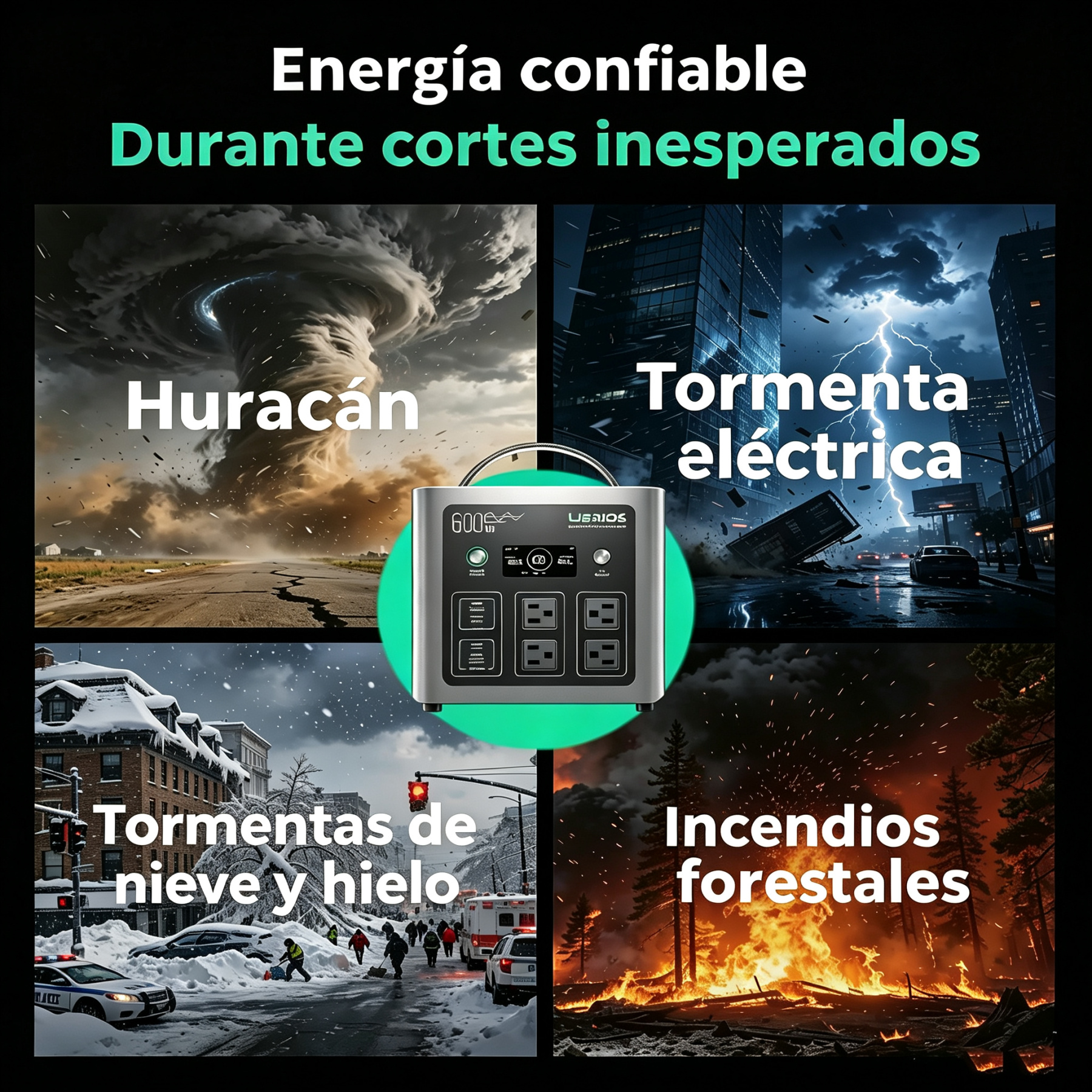 Estación de energía portátil LIBRIDS C600: respaldo para el hogar, camping y cortes de luz; generador solar con batería LiFePO4 de 640 Wh, 8 puertos y carga ultrarrápida (0-80 % en 1 hora); fuente de energía de emergencia, ideal para viajes, autocaravanas