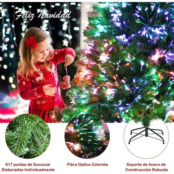 Costway 180 cm Árbol de Navidad de Fibra Artificial Abeto con Soporte de Metal Decoración de Fiesta para Casa Oficina Tienda Costway Modern