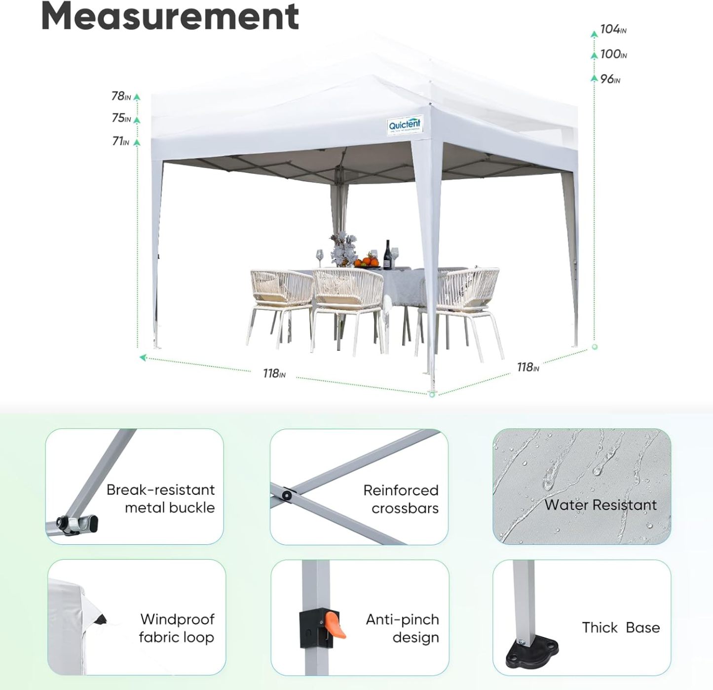 Quictent - Tienda de campaña desplegable de privacidad de 10 x 10 pulgadas con paredes laterales y ventanas ventiladas enrollables, configuración para una persona, fácil refugio para eventos