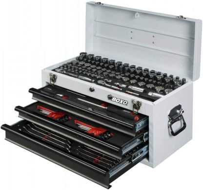 Boxo USA Heavy Duty 185 piezas métricas y SAE juego de herramientas con 3 cajones caja de transporte-herramienta