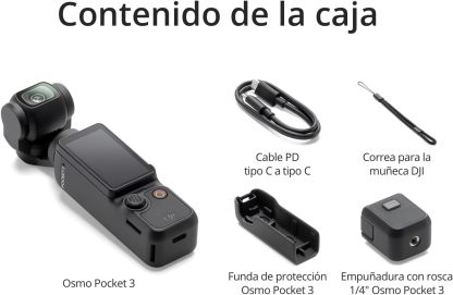 dji Osmo Pocket 3, cámara Vlogs con CMOS 1'' y vídeo 4K/120 fps, estabilización en 3 Ejes, Enfoque rápido, Seguimiento de Caras/Objetivos, Pantalla táctil giratoria de 2", cámara de vídeo pequeña