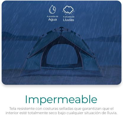 Raganet, Casa de Campaña para 3/4 Personas, Carpa Plegable de 2 Entradas, Tienda de Camping de 180cm X 140cm, Material Impermeable, Armado Sencillo, Bolsa de Almacenamiento