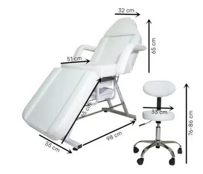 Silla Facial Profesional Cama Reclinable Sillón Masaje Spa Blanco Reclinable