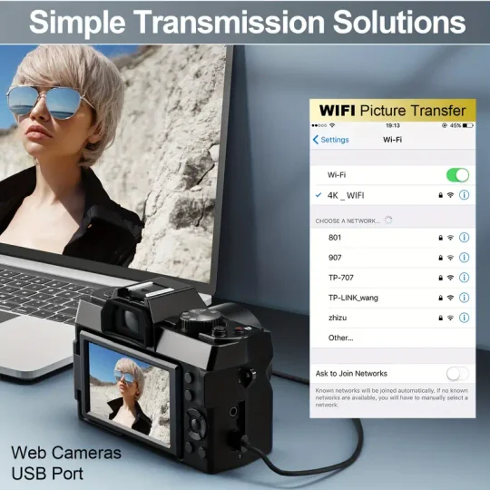 Cámaras digitales NBD S100 Pro para fotografía y vídeo 4K, cámara Vlogging de 48 MP con pantalla abatible de 180°, zoom digital 16X, flash y enfoque automático, lente macro y gran angular de 52 mm, 2 baterías, tarjeta SD de 32 GB