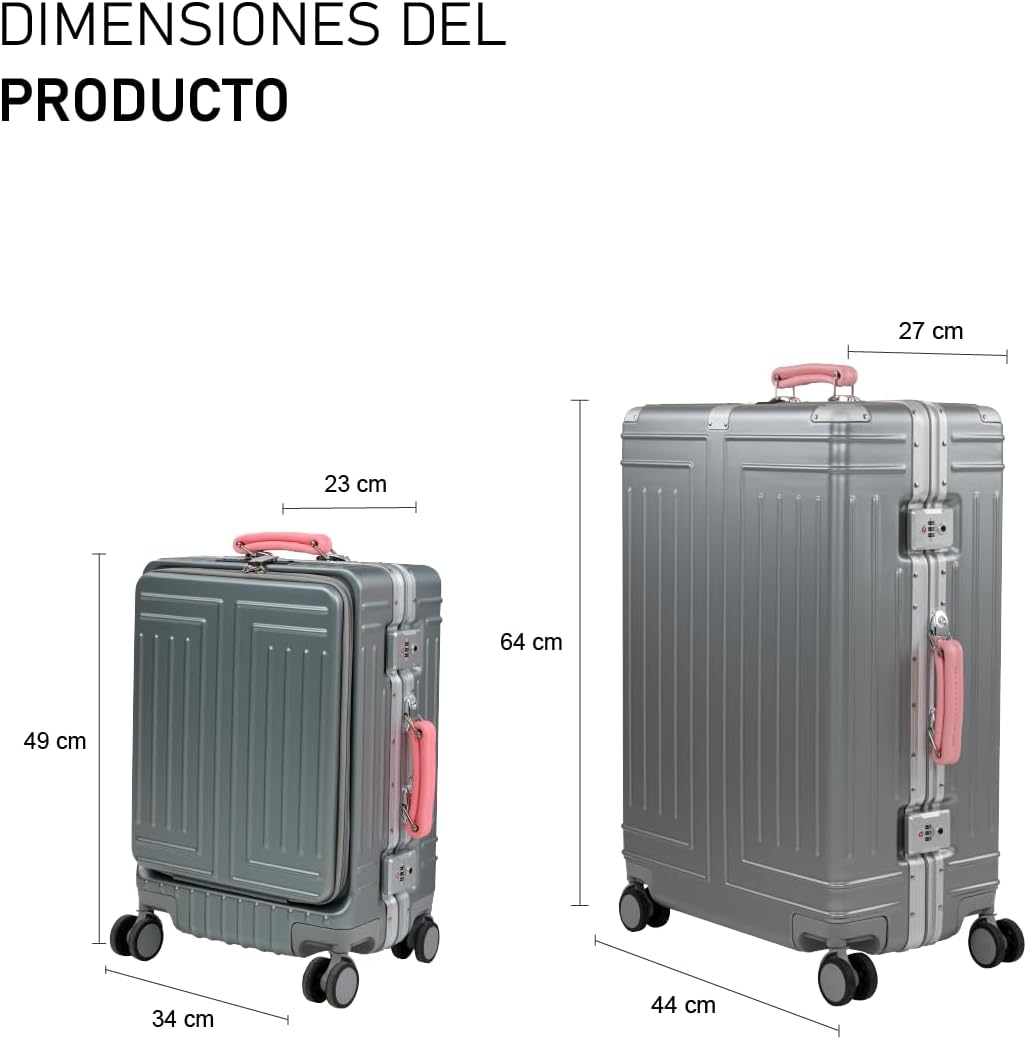 Set de 2 Maletas Premium 20 y 26 Pulgadas Equipaje de mano Con Candado TSA Compartimiento Para Laptop USB Ruedas Giratorias (Rojo)-#17011001901303020502#