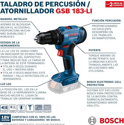 Bosch Rotomartillo inalámbrico GSB 183-LI 2Baterias+Maletin