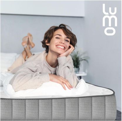 LUMO HOME Colchones Premium de Memory Foam Brinda Frescura al Dormir Anti Ácaros de Grosor Transpirable e Hipoalergénico Blanco (23 cm, Matrimonial)