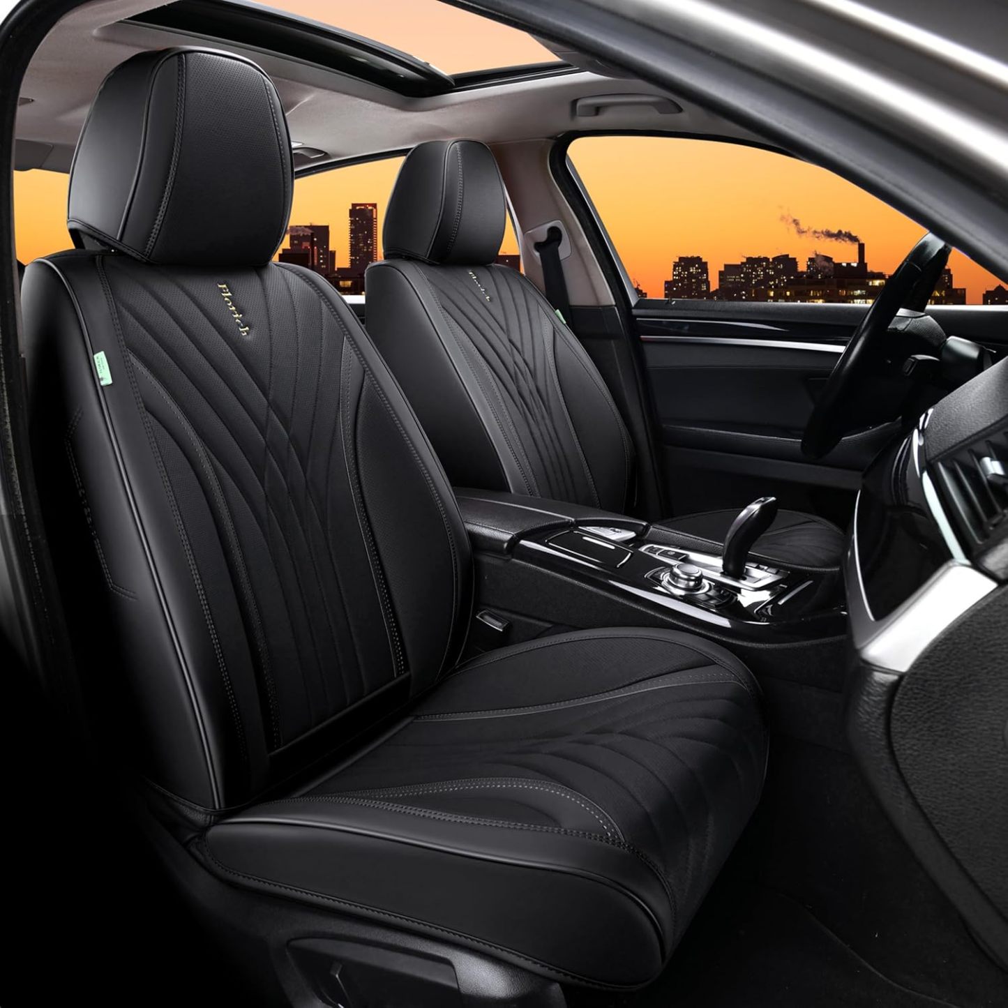 FLORICH - Juego completo de fundas de asiento de piel, fundas universales para 5 asientos, protector de asiento de coche, cojín de piel para asiento de coche, fundas de asiento de automóvil marrones,