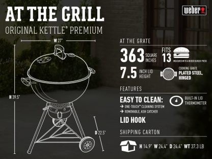 Weber, Asador Original Kettle Premium 22 Negro Adulto Unisex, Negro (Black), Pulgadas Premium