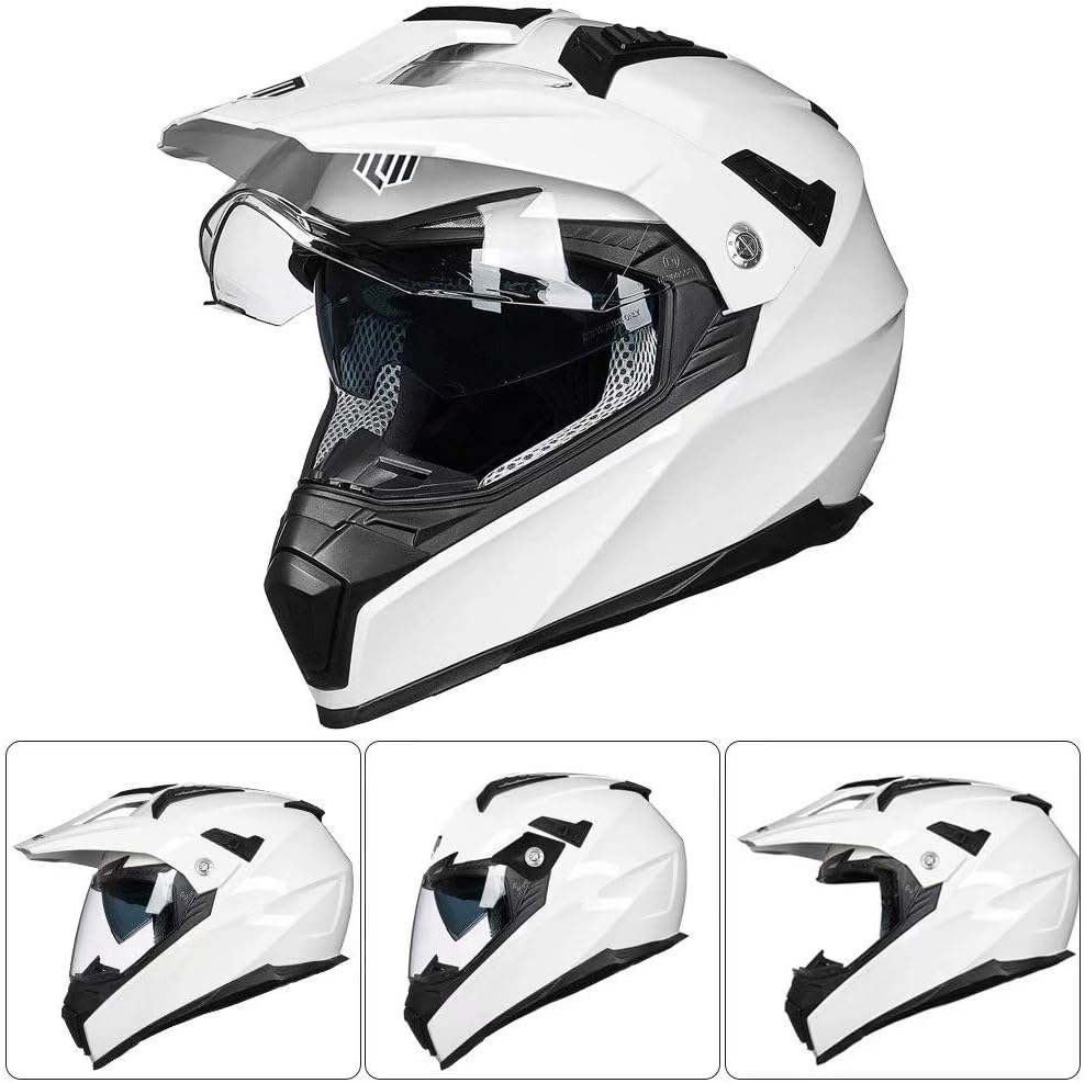 ILM - Casco deportivo doble para motocicleta, visor para el sol, casco para todoterreno, motocross, certificado por el DOT.