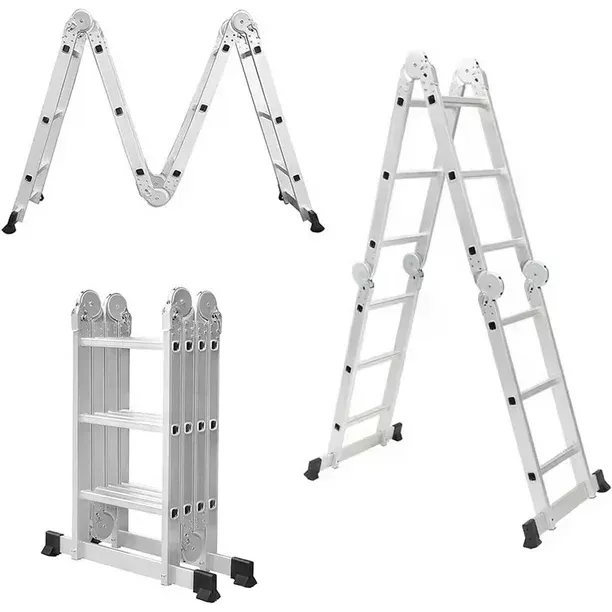 Escalera Bluelander 3.3 Metros, Escalera Multiposiciones, Plegable, 12 Peldaños, Antideslizante