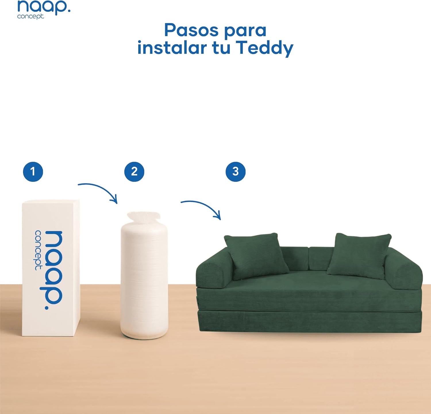 Sofá Cama Teddy Luxe | Diseño Convertible | Hecho 100% de Espuma | Comodidad y Versatilidad | 200x100x65 cm (Chocolate)