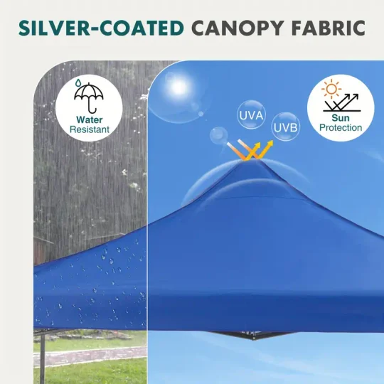 Carpa con dosel, refugio portátil emergente para exteriores de 10 x 10 pies, fácil cierre central de 1 empuje, protección UV y bolsa de transporte.