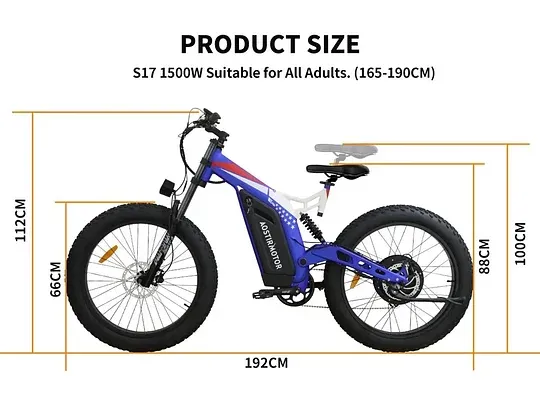 26"E-Bike 1500W 48V20AH Electric Bike Mountain Bicycle Fat Tire Full Suspension-clavo