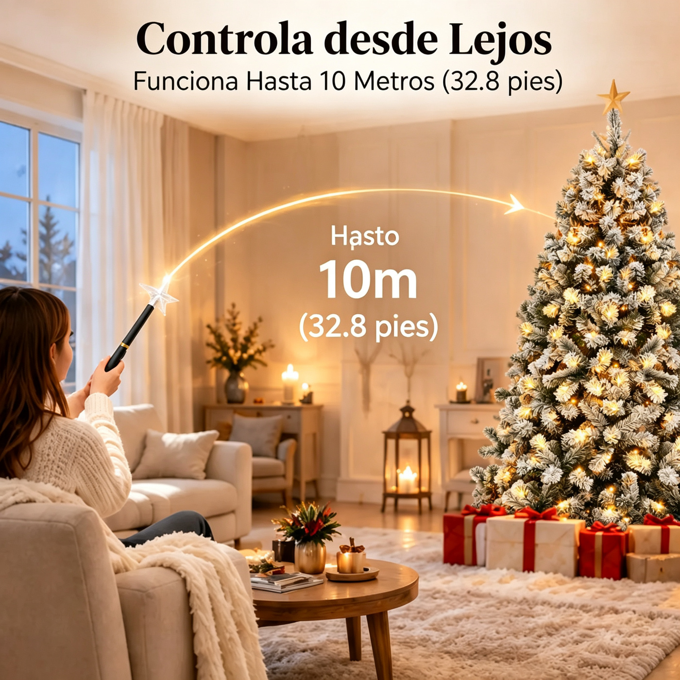 【11 modos de iluminación】 Árbol de Navidad artificial YITAHOME (disponible en 4,5 / 6 / 7,5 / 9 pies) con puntas de PVC y luces de color blanco cálido; ideal para la decoración del hogar o la oficina.