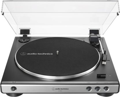 Audio-Technica - Tocadiscos AT-LP60X-BK totalmente automático con transmisión por correa, velocidades de 33/45 RPM (negro)