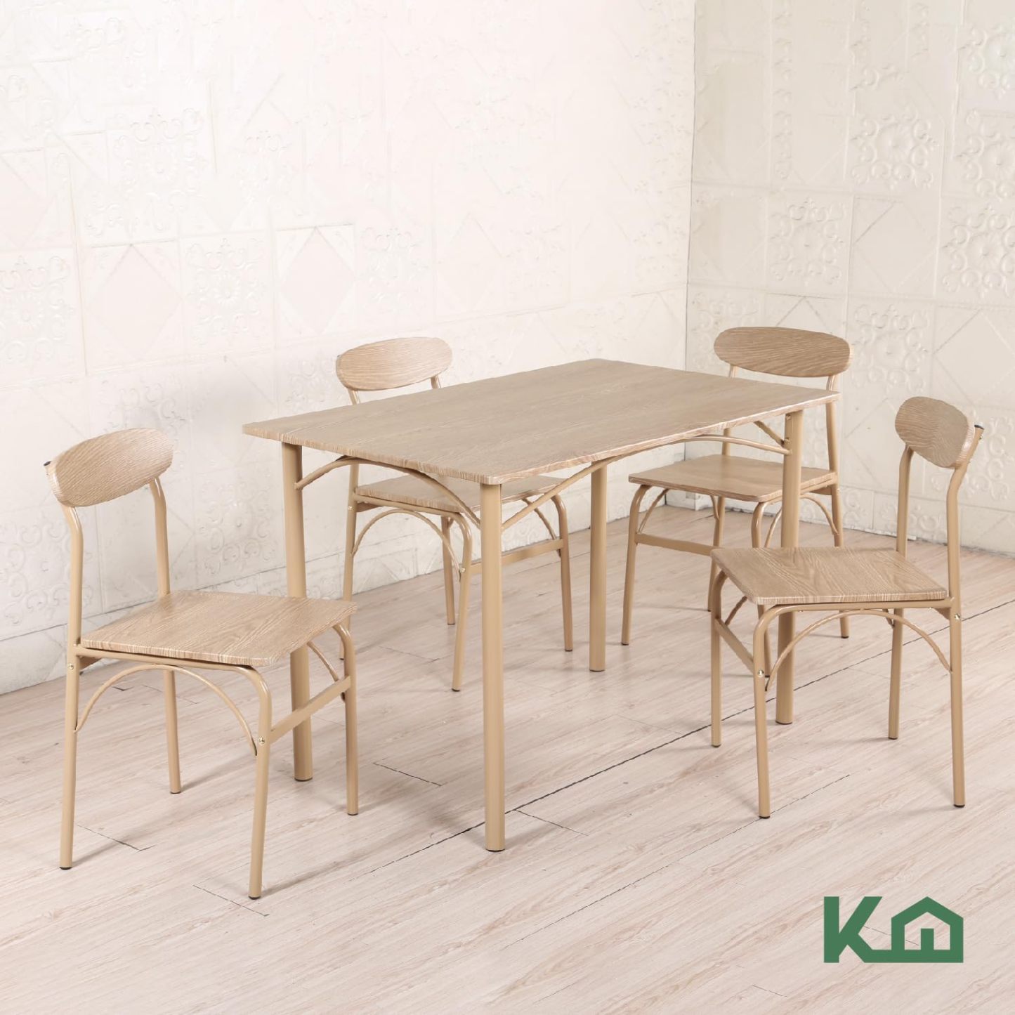 Kingshouse | Comedor 4 Sillas con Mesa – Madera MDF Estructura Metálica - Negro – Moderno Minimalista - para 4 Personas