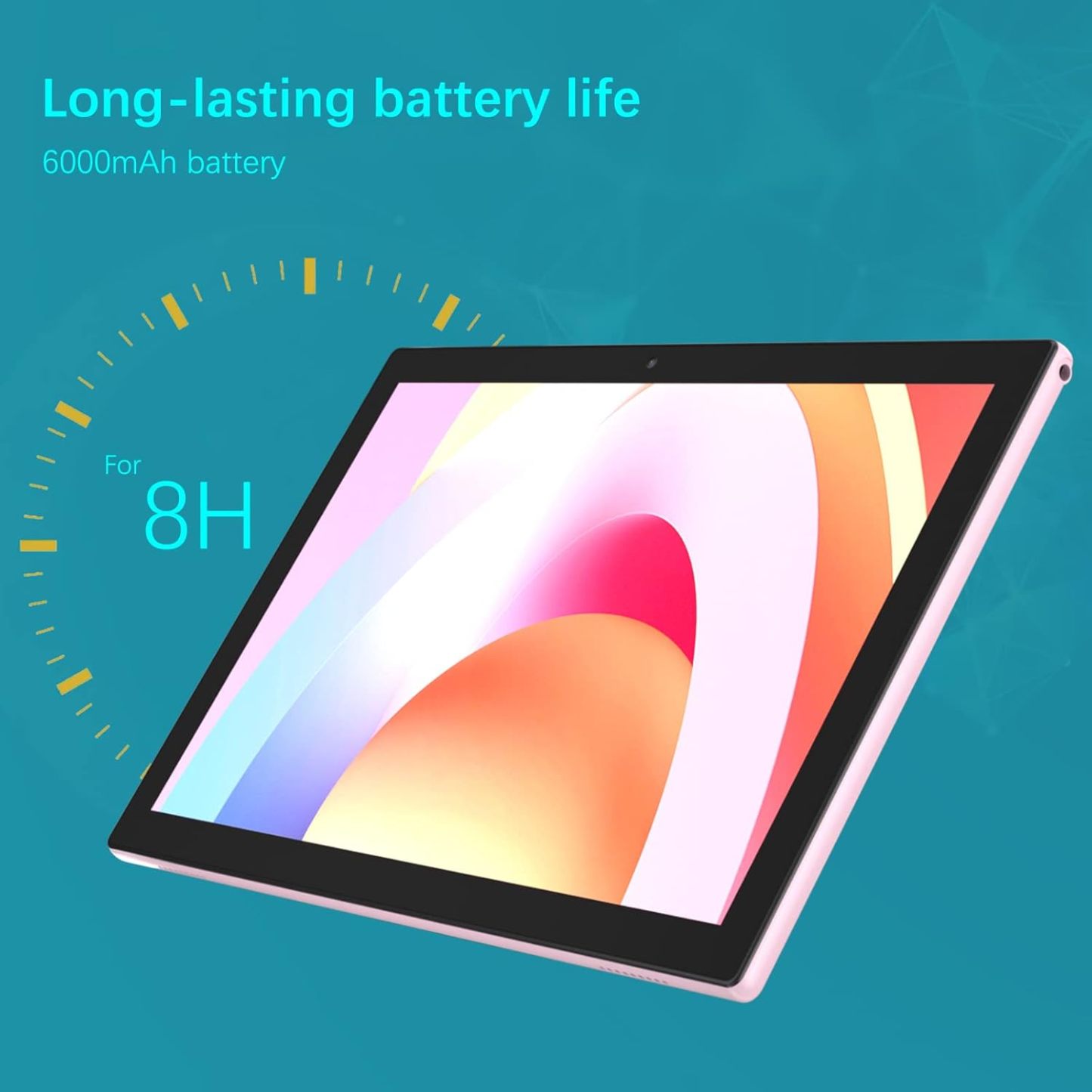 Tablet con teclado 2 en 1, Android 11, 10.1 pulgadas FHD, con teclado/mouse/funda/lápiz capacitivo/película templada, 64 GB+2 GB, Wi-Fi, cámara dual 8 MP, procesador quad core, batería 6,000 mAh, rosa
