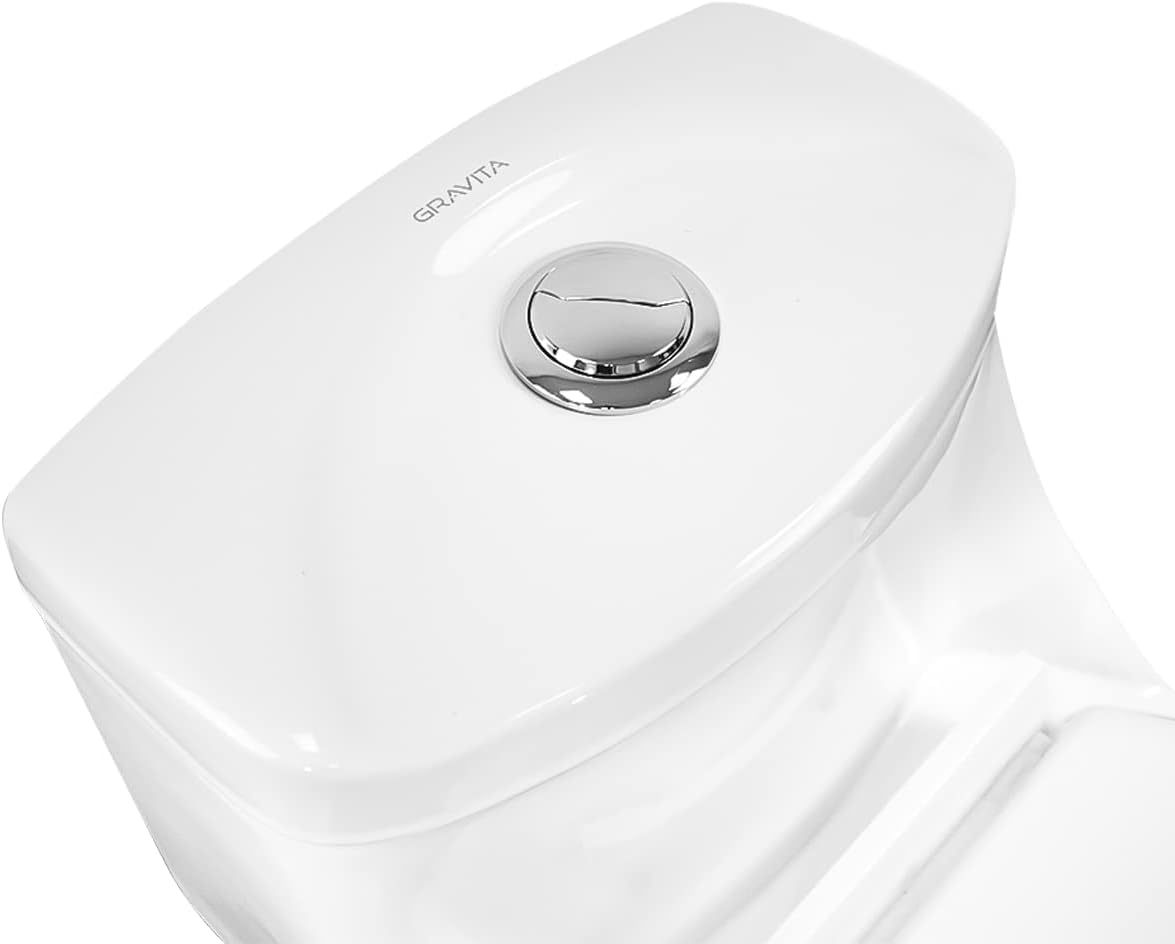Inodoro de una Pieza para Baño, WC Escusado Color Blanco en Cerámica con Válvula de Carga y Descarga, con Asiento de Cierre Suave.