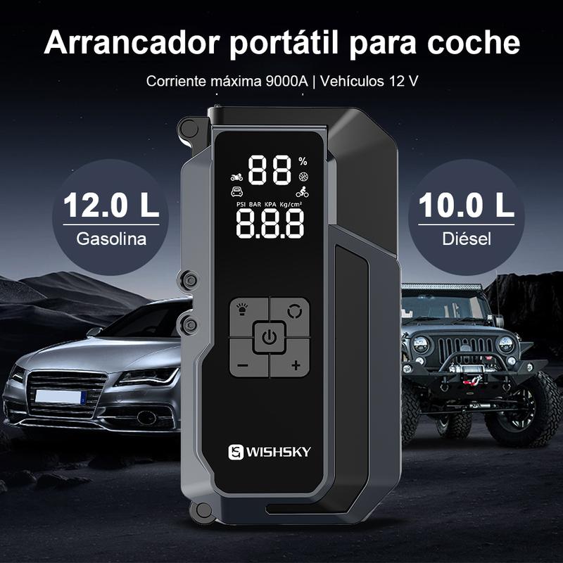9000a Cargador Batería Carro Con Compresor Portátil Aire Arrancador Baterías De Carro Para Compresor Portátil Auto 12v Cargador De Baterías De Auto De Moto, Herramienta Moto Y Carro