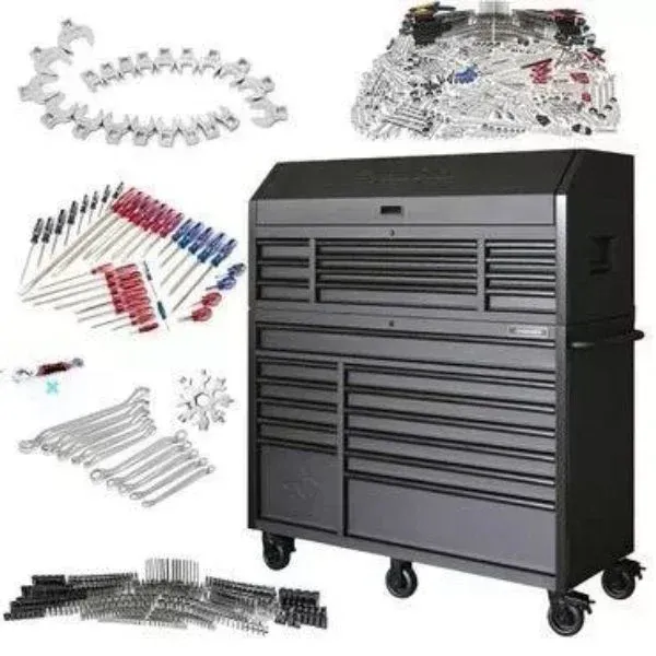 Caja de herramientas con gabinete de rodillos de cuerpo ancho con cajones
