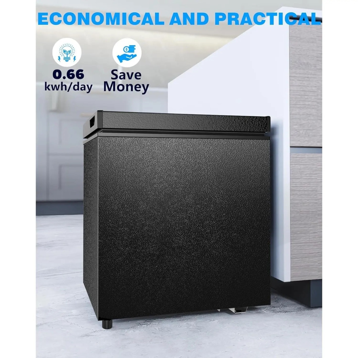 ❄️Congelador horizontal COWSAR de 1,8 pies cúbicos: un electrodoméstico de cocina independiente de carga superior con cesta de almacenamiento extraíble, desagüe inferior para descongelación y termostato ajustable; compacto e ideal para congelar en apartam