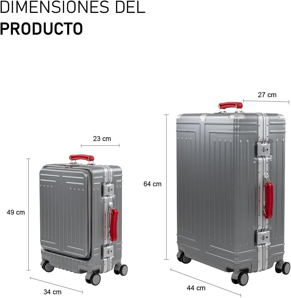 Set de 2 Maletas Premium 20 y 26 Pulgadas Equipaje de mano Con Candado TSA Compartimiento Para Laptop USB Ruedas Giratorias (Rojo)-#17011001901303020502#
