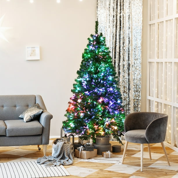 Costway 180 cm Árbol de Navidad de Fibra Artificial Abeto con Soporte de Metal Decoración de Fiesta para Casa Oficina Tienda Costway Modern