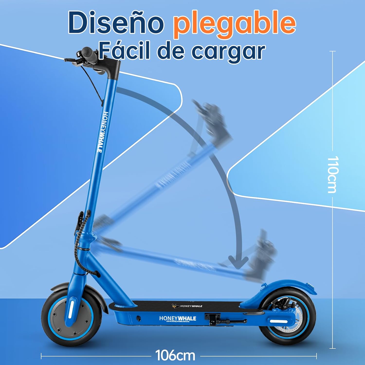 HONEYWHALE M2 Pro Scooter Eléctrico Plegable para Adultos, Motor de 500 W de Potencia Máxima, 22km con una Carga Completa, Velocidad Máxima 32km/h, Patin Eléctrico con App Control Bluetooth