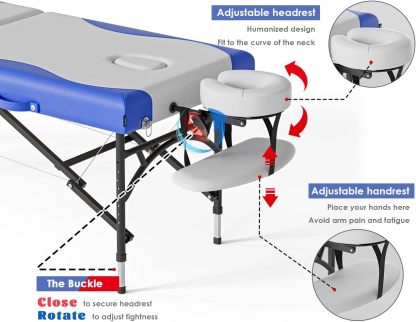 CLORIS - Mesa de masaje profesional de 84 pulgadas, portátil, de aluminio reforzado, con capacidad para hasta 1000 libras, 2 plegables, ligeras, para spa, salón, tatuaje, cama de masaje, altura