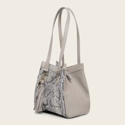 Bolso tote en piel genuina de pitón para dama