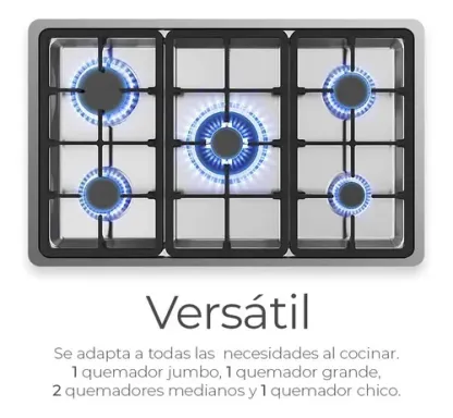 Estufa De Mesa/parrilla De Gas 5 Quemadores Acero Inoxidable Color Plateado