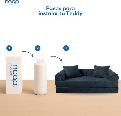 Sofá Cama Teddy Luxe | Diseño Convertible | Hecho 100% de Espuma | Comodidad y Versatilidad | 200x100x65 cm (Chocolate)
