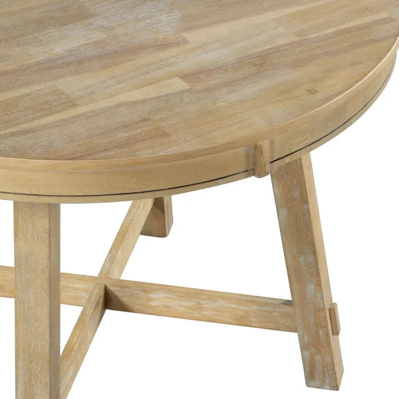 Juego de mesa de comedor de 5 piezas, mesa redonda extensible con base en forma de X y 4 sillas tapizadas, longitud ajustable de 42 a 58 pulgadas