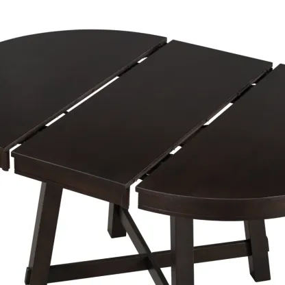 Juego de mesa de comedor de 5 piezas, mesa redonda extensible con base en forma de X y 4 sillas tapizadas, longitud ajustable de 42 a 58 pulgadas