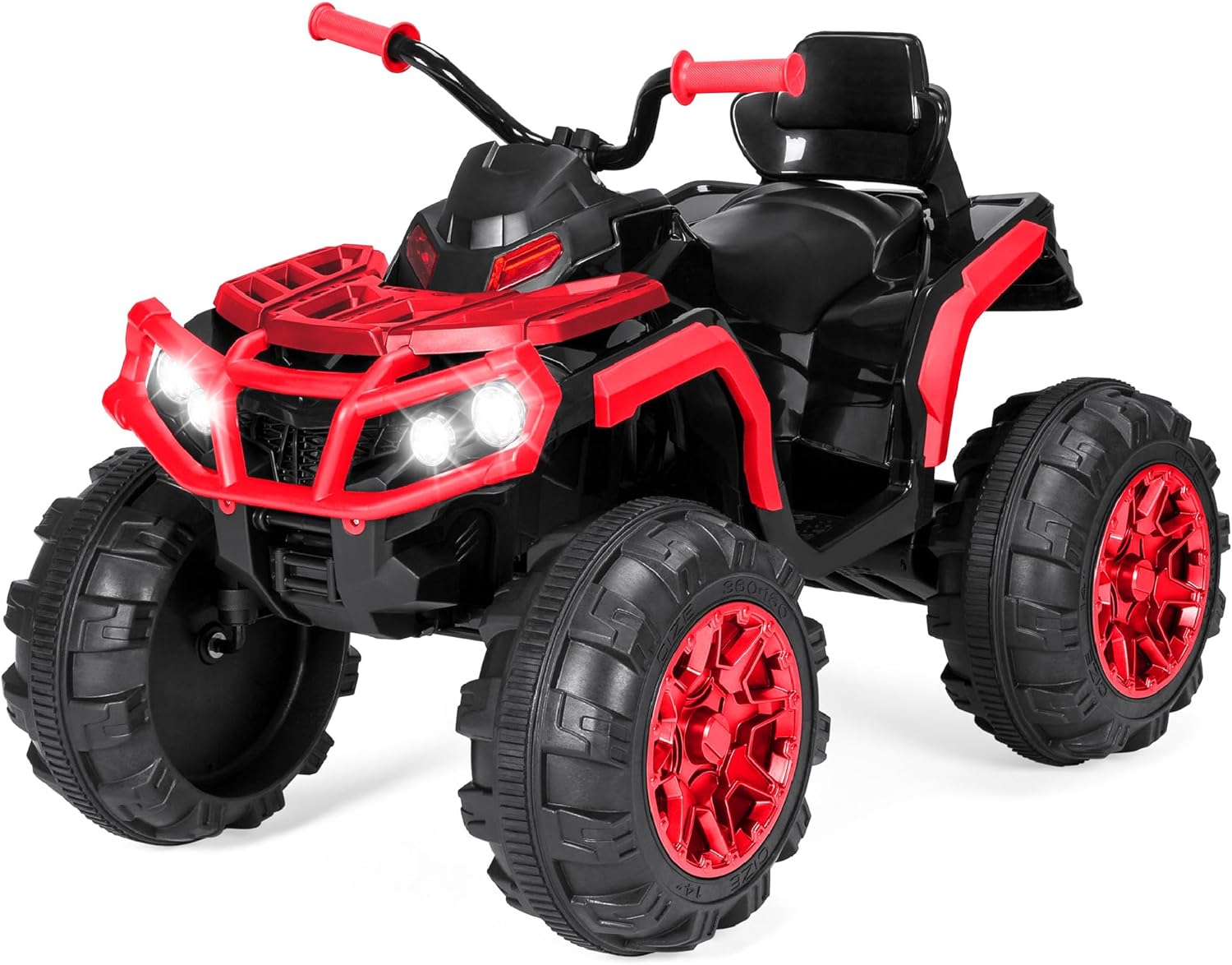 Best Choice Products 12V ATV eléctrico para niños de 4 ruedas con audio Bluetooth, velocidad máxima de 3.7 mph, neumáticos con banda de rodadura, faros LED, radio, color negro